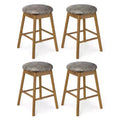 Costway 25'' Swivel Counter Height Barstools Set of 4 w/Solid Wood Legs and Footrests
