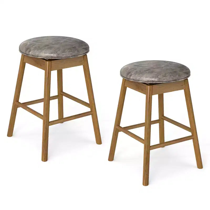 Lot de 4 tabourets de bar pivotants Costway 63,5 cm avec pieds en bois massif et repose-pieds