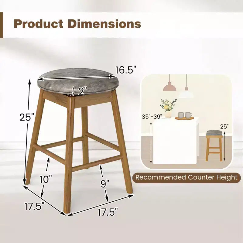 Lot de 4 tabourets de bar pivotants Costway 63,5 cm avec pieds en bois massif et repose-pieds