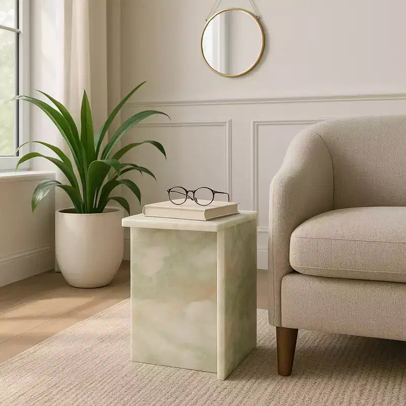 Table d'appoint chic, guéridon ou petite table de chevet pour la décoration intérieure - Table d'appoint carrée en marbre parfaite pour la décoration de la chambre ou du salon