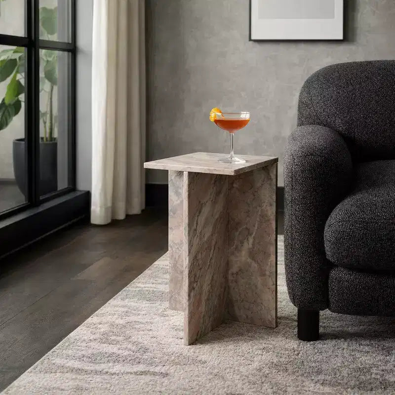 Table d'appoint chic, guéridon ou petite table de chevet pour la décoration intérieure - Table d'appoint carrée en marbre parfaite pour la décoration de la chambre ou du salon