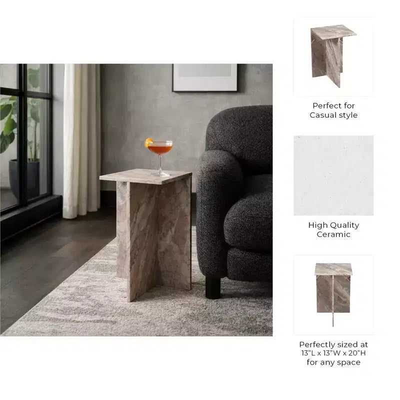 Table d'appoint chic, guéridon ou petite table de chevet pour la décoration intérieure - Table d'appoint carrée en marbre parfaite pour la décoration de la chambre ou du salon