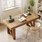 Bureau informatique Lantine 63 pouces, apparence épaisse et simple, poste de travail de jeu et d'écriture, bureau exécutif pour la maison, bureau, marron