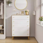 Commode de chambre à 5 tiroirs de style ferme, commode haute de 112 cm en bois rustique avec grands tiroirs et poignées barres, organisateur de tiroirs pour le salon