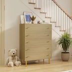 Farmhouse 5 Drawers Dresser for Bedroom, 44 in Tall Dresser Wood Rustic Chest of Drawers with Large Drawers & Bar Handles,Drawer Organizer for Living