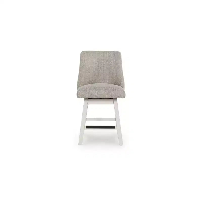 Tabourets de bar pivotants rembourrés Signature Design by Ashley Robbinsdale, hauteur comptoir, lot de 2, blanc antique avec assise en tissu gris clair