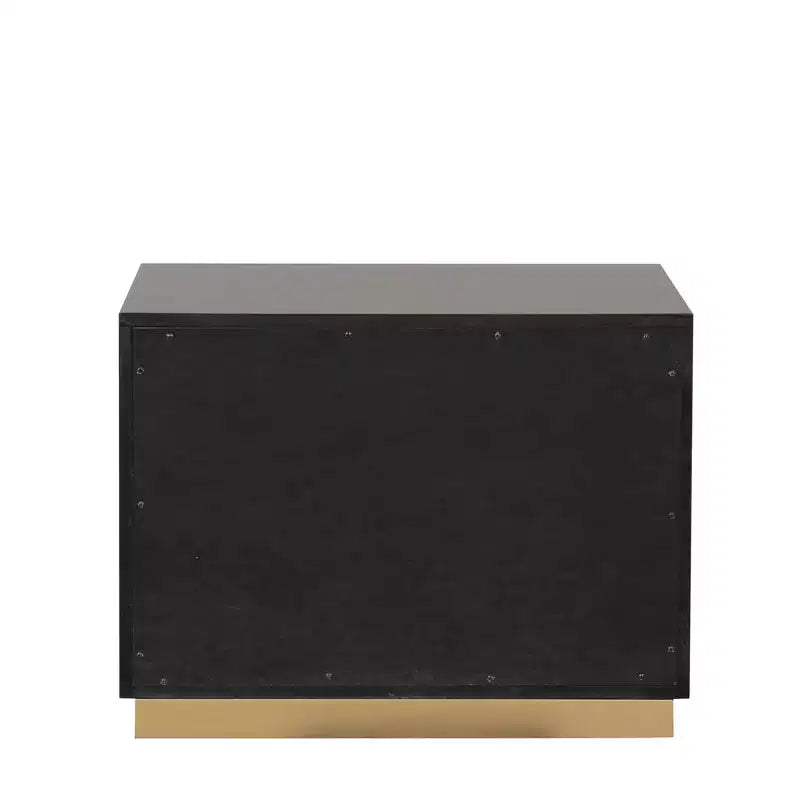 JVNOXK Table de chevet moderne 28 pouces Motif laqué doré Tiroirs à queues d'aronde français et anglais Meubles de chambre Noir et or