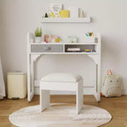 Ensemble Bureau et Chaise pour Enfants, Bureau d'Étude pour Garçons et Filles, Table d'Écriture en Bois pour Enfants avec Tiroirs en Tissu et Porte-Crayons
