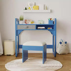 Ensemble Bureau et Chaise pour Enfants, Bureau d'Étude pour Garçons et Filles, Table d'Écriture en Bois pour Enfants avec Tiroirs en Tissu et Porte-Crayons