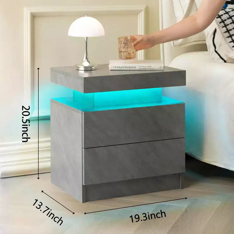 Table de chevet MAYEERTY avec 2 tiroirs, table d'appoint moderne pour chambre, gris foncé