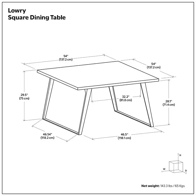 Table à manger carrée moderne et industrielle Mitchell 137 cm x 137 cm