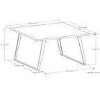 Table à manger carrée moderne et industrielle Mitchell 137 cm x 137 cm