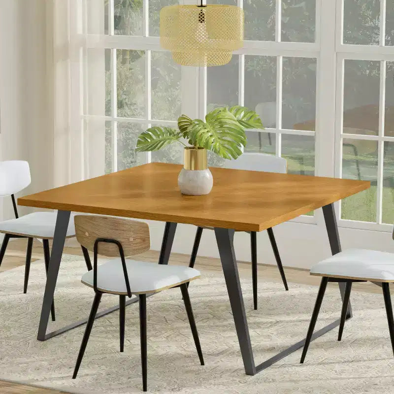 Table à manger carrée moderne et industrielle Mitchell 137 cm x 137 cm