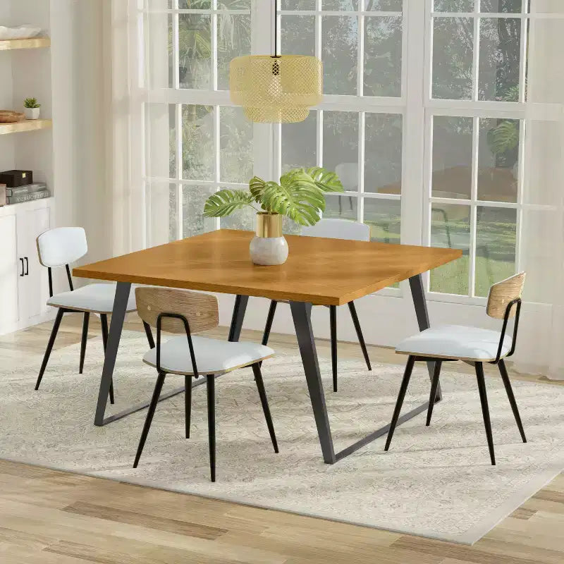 Table à manger carrée moderne et industrielle Mitchell 137 cm x 137 cm