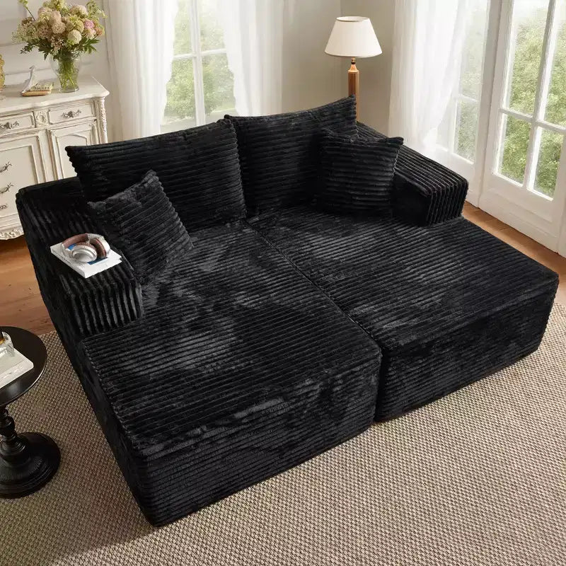 Canapé d'angle HOMLUX sans montage avec mousse haute densité et assise confortable, canapé moelleux standard