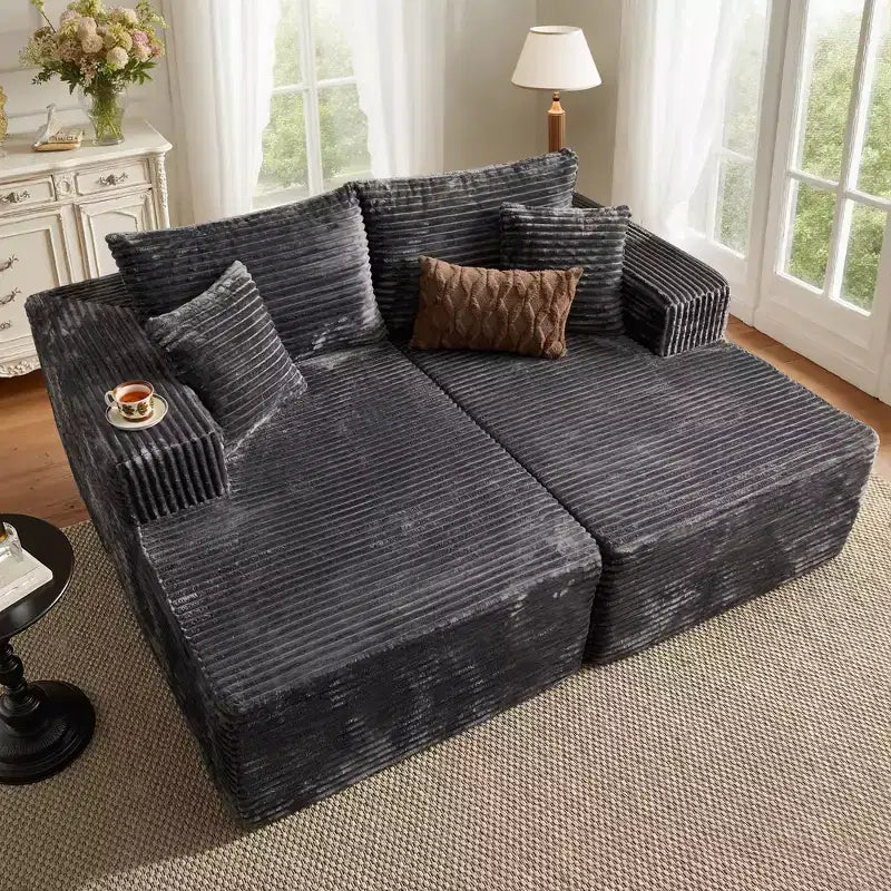 Canapé d'angle HOMLUX sans montage avec mousse haute densité et assise confortable, canapé moelleux standard