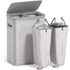 Panier à linge Sorbus à 2 compartiments avec sac à linge amovible – Organisateur durable pour salle de bain, chambre ou buanderie – Design compact