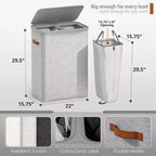 Panier à linge Sorbus à 2 compartiments avec sac à linge amovible – Organisateur durable pour salle de bain, chambre ou buanderie – Design compact