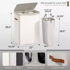 Panier à linge Sorbus à 2 compartiments avec sac à linge amovible – Organisateur durable pour salle de bain, chambre ou buanderie – Design compact