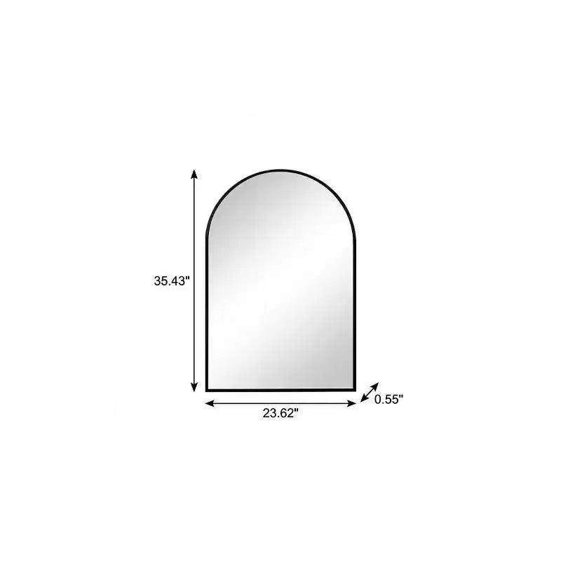 Miroir d'appoint HomeRoots 35 à cadre arqué en métal noir