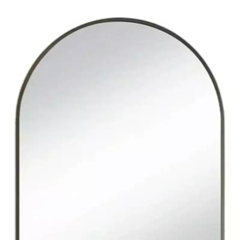 Miroir d'appoint HomeRoots 35 à cadre arqué en métal noir