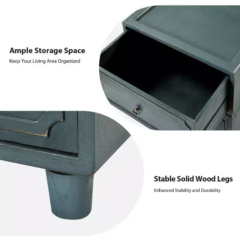 Leo 2 - Ensemble de 2 tables d'appoint avec tiroir et design modulaire | ART OF LIVING DESIGNS-NOIR