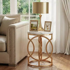 Table d'appoint ronde MAYEERTY, table de chevet moderne avec plateau en faux marbre