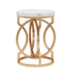 Table d'appoint ronde MAYEERTY, table de chevet moderne avec plateau en faux marbre
