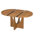 Ensemble de salle à manger rond extensible 5 pièces pour 4 personnes, table de salle à manger de cuisine moderne avec rallonge amovible et 4 chaises rembourrées pour salle à manger