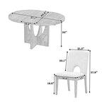 Ensemble de salle à manger rond extensible 5 pièces pour 4 personnes, table de salle à manger de cuisine moderne avec rallonge amovible et 4 chaises rembourrées pour salle à manger