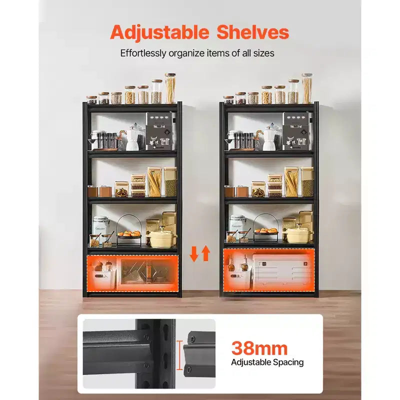 Étagères de rangement VEVOR, 907 kg, étagères de rangement de garage à 5 niveaux, étagères métalliques réglables de 40,6 x 81,3 x 160 cm pour étagères de garage, étagère utilitaire, noir