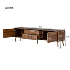 Meuble TV moderne cannelé 70 po pour téléviseurs jusqu'à 80 po, meuble de divertissement avec rangement, console média à pieds en bois massif pour salon-Panipeachy