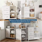 Classeur moderne à 3 tiroirs COZONY, support d'imprimante avec 2 étagères de rangement ouvertes, classeur en tissu sous le bureau pour l'organisation de la maison/bureau