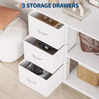 Classeur moderne à 3 tiroirs COZONY, support d'imprimante avec 2 étagères de rangement ouvertes, classeur en tissu sous le bureau pour l'organisation de la maison/bureau