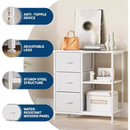Classeur moderne à 3 tiroirs COZONY, support d'imprimante avec 2 étagères de rangement ouvertes, classeur en tissu sous le bureau pour l'organisation de la maison/bureau