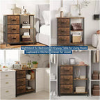 Classeur moderne à 3 tiroirs COZONY, support d'imprimante avec 2 étagères de rangement ouvertes, classeur en tissu sous le bureau pour l'organisation de la maison/bureau