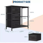 Classeur moderne à 3 tiroirs COZONY, support d'imprimante avec 2 étagères de rangement ouvertes, classeur en tissu sous le bureau pour l'organisation de la maison/bureau