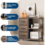 Classeur moderne à 3 tiroirs COZONY, support d'imprimante avec 2 étagères de rangement ouvertes, classeur en tissu sous le bureau pour l'organisation de la maison/bureau