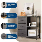 Classeur moderne à 3 tiroirs COZONY, support d'imprimante avec 2 étagères de rangement ouvertes, classeur en tissu sous le bureau pour l'organisation de la maison/bureau