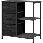 COZONY Modern 3 Drawer File Cabinet, Printer Stand w/ 2 Open Storage Shelves, Fabric Filing Cabinet Under Desk Office Organization for Home/Office