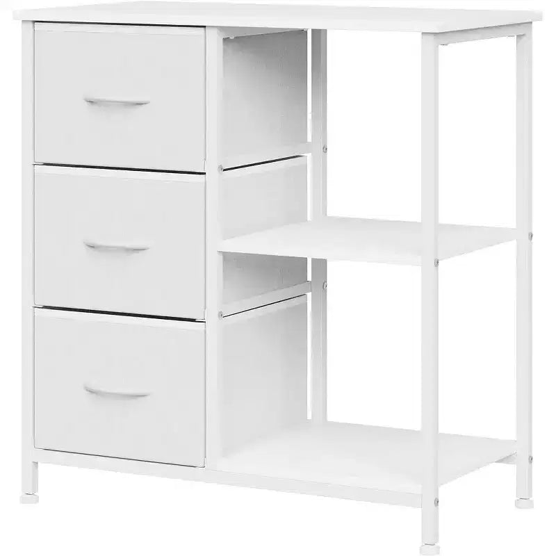 Classeur moderne à 3 tiroirs COZONY, support d'imprimante avec 2 étagères de rangement ouvertes, classeur en tissu sous le bureau pour l'organisation de la maison/bureau