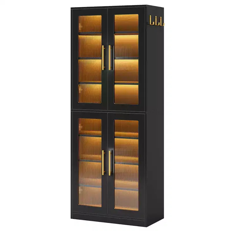 MAYEERTY Meuble à chaussures autoportant avec portes en acrylique et lumières LED, Organisateur de rangement de chaussures pour entrée