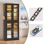 MAYEERTY Meuble à chaussures autoportant avec portes en acrylique et lumières LED, Organisateur de rangement de chaussures pour entrée