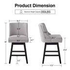 Chaise de bar de cuisine Dyonery de style moderne, hauteur de bar de 36 pouces, tissu en lin, pivotante, lot de quatre