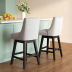 Chaise de bar de cuisine Dyonery de style moderne, hauteur de bar de 36 pouces, tissu en lin, pivotante, lot de quatre