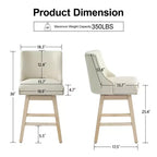 Chaise de bar de cuisine Dyonery de style moderne, hauteur de bar de 36 pouces, tissu en lin, pivotante, lot de quatre