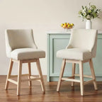 Dyonery modern style kitchen countertop bar chair, 36-inch high bar, linen fabric, rotatable, set of four