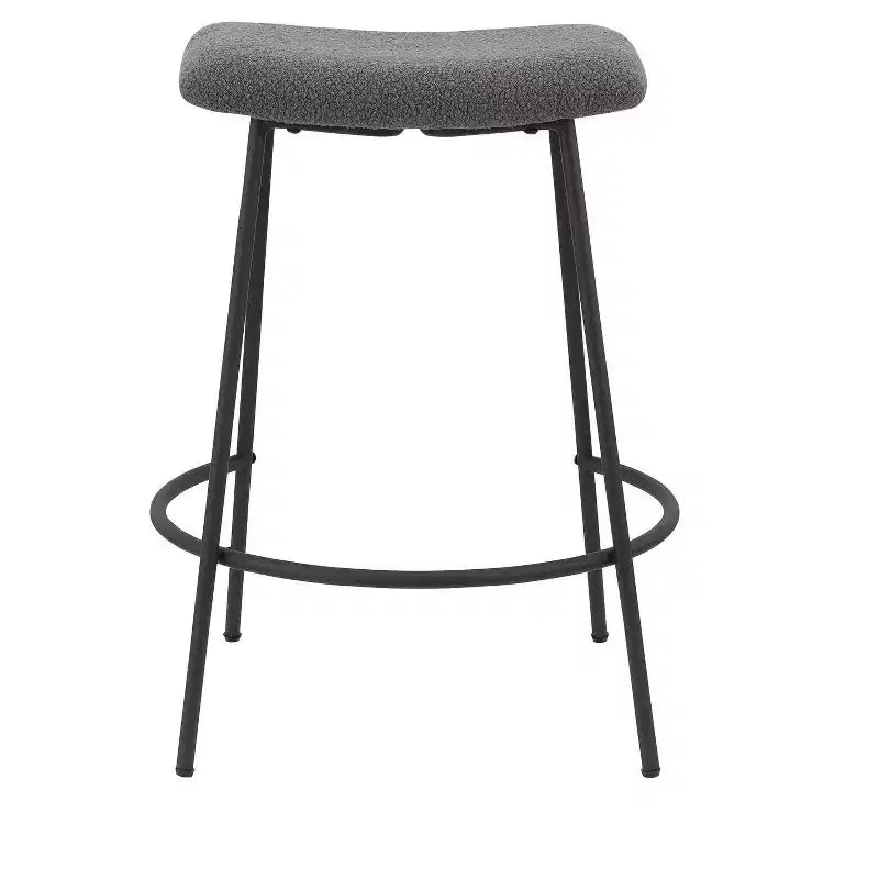 HomeRoots Set of Two 26 Gray and Black Fabric and Metal Backless Counter Height Bar Chairs
