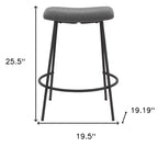 HomeRoots Lot de deux tabourets de bar à hauteur de comptoir sans dossier en tissu gris et noir et métal de 26 po