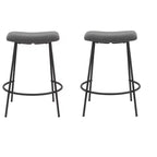HomeRoots Lot de deux tabourets de bar à hauteur de comptoir sans dossier en tissu gris et noir et métal de 26 po